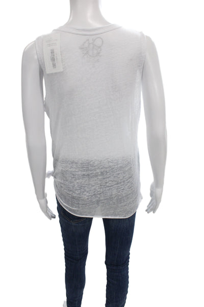 Chaser Womens White Animal Print Basic Tank Cotton Blend Round Neck Size S
