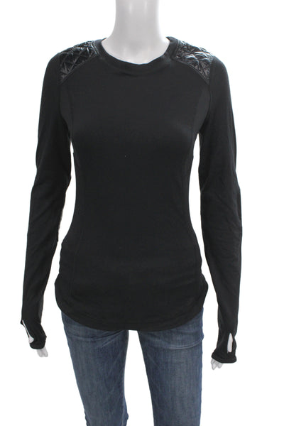 Lululemon Women Pullover Black Nylon Crew Neck Long Sleeve Moto Size 6