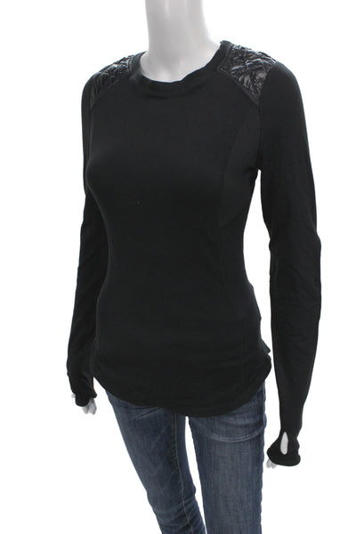 Lululemon Women Pullover Black Nylon Crew Neck Long Sleeve Moto Size 6