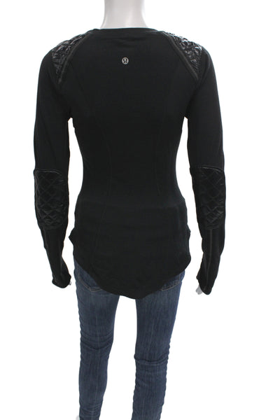 Lululemon Women Pullover Black Nylon Crew Neck Long Sleeve Moto Size 6