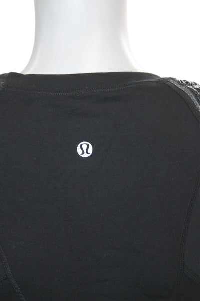 Lululemon Women Pullover Black Nylon Crew Neck Long Sleeve Moto Size 6