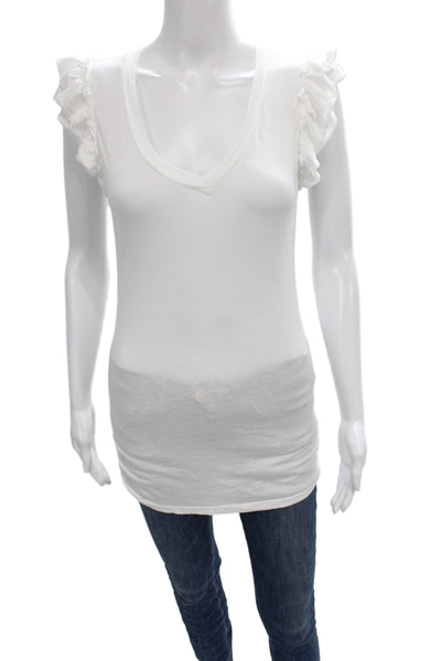 Splendid Womens Basic V-Neck White Pima Cotton Short Sleeve T-Shirt Size XS