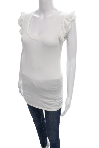 Splendid Womens Basic V-Neck White Pima Cotton Short Sleeve T-Shirt Size XS