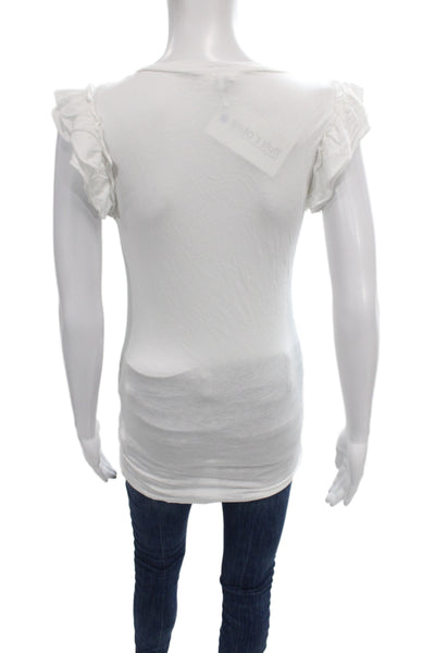 Splendid Womens Basic V-Neck White Pima Cotton Short Sleeve T-Shirt Size XS