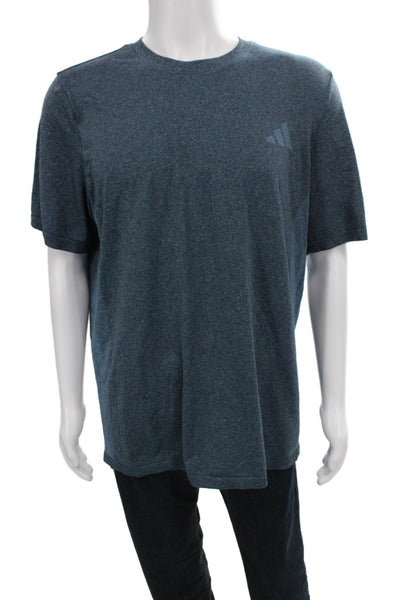 Adidas Mens Basic Blue Polyester Crewneck Short Sleeve T-Shirt Size L