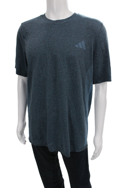 Adidas Mens Basic Blue Polyester Crewneck Short Sleeve T-Shirt Size L