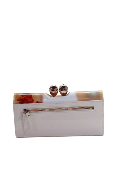 Ted Baker London Womens Leather Watercolor Floral Print Wallet White Red