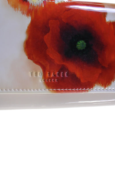 Ted Baker London Womens Leather Watercolor Floral Print Wallet White Red