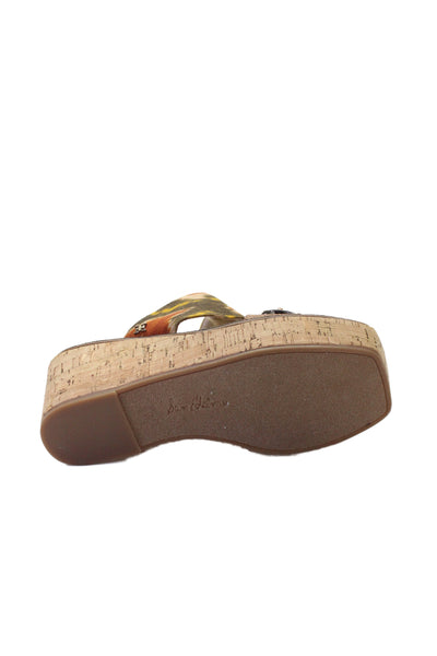 Sam Edelman Womens Ikat Print Cork Platform Abril Wedge Sandals Brown Size 7