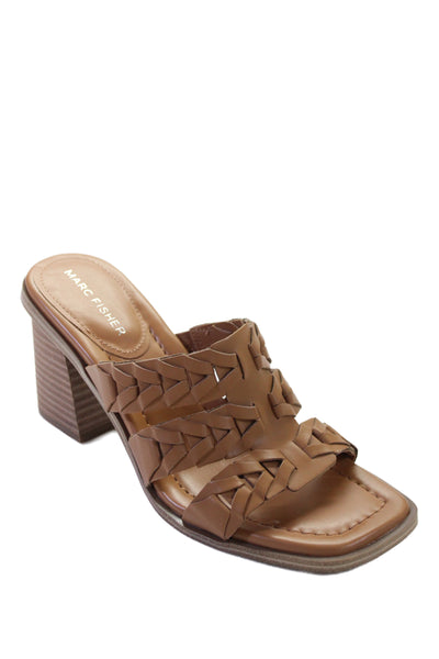 Marc Fisher Womens Slide On Matina Sandal Heels Brown Size 7 Medium
