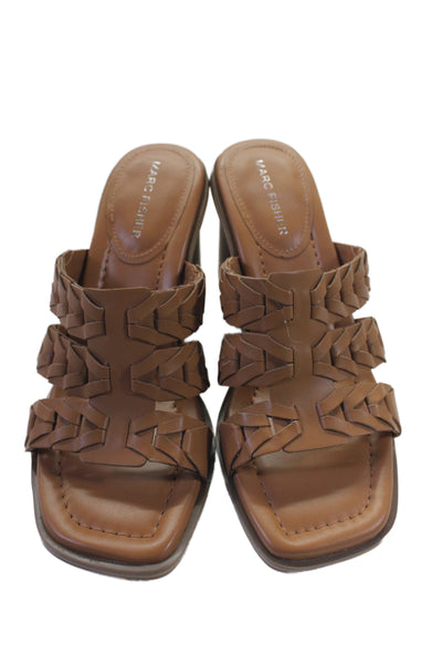Marc Fisher Womens Slide On Matina Sandal Heels Brown Size 7 Medium