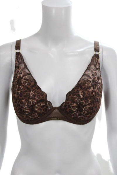 Chantelle Womens Animal Print Under Wire Demi Cup Bra Brown Size 36 D Placeholde