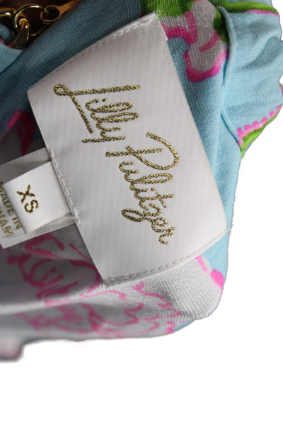 Lilly Pulitzer Women Blouson Maxi Dress Light Blue High Neck Sleeveless Size XS