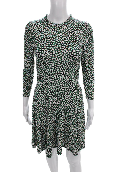 Draper James Unisex A Line Graphic Print Black Dress Size XS