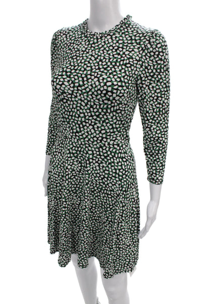 Draper James Unisex A Line Graphic Print Black Dress Size XS