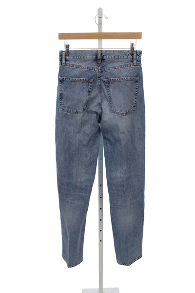 Frame Unisex Mom Straight Jeans Blue Button Fly 100% Cotton Size 25