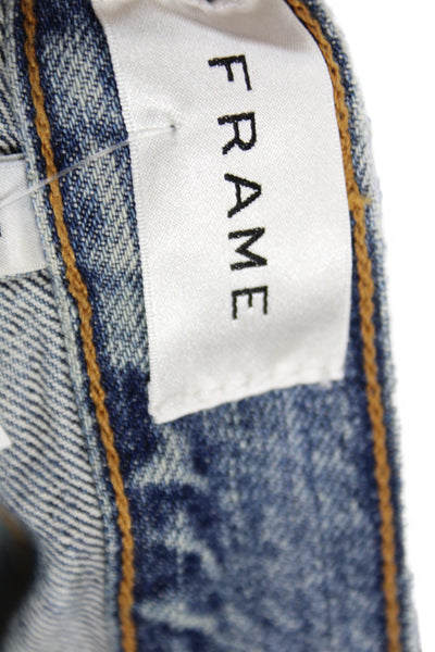 Frame Unisex Mom Straight Jeans Blue Button Fly 100% Cotton Size 25
