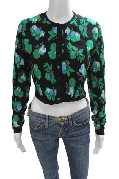 Coperni Unisex Cardigan Black Floral Crew Neck Button Long Sleeve Size M