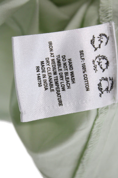 Sea Women Shirt Dress Green Cotton Collared Short Sleeve Midi Size XL