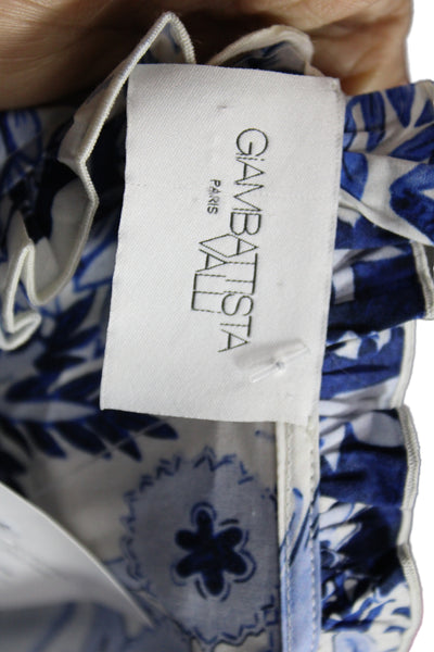 Giambattista Valli Women Fit & Flare Blue Mid Calf Dress Long Sleeve Size 48 Pla
