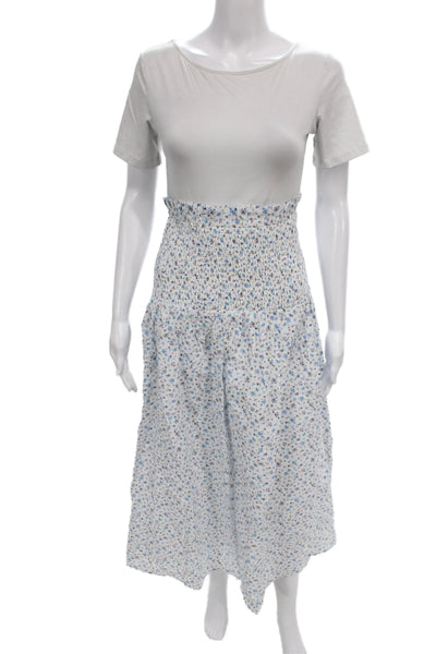 Hyacinth House Womens A-Line Long White Floral Polyester Skirt Pull On Size S