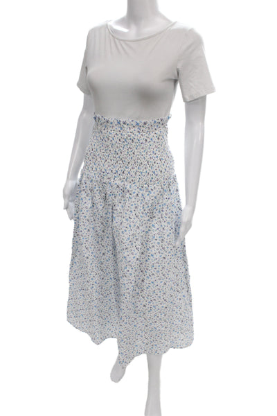 Hyacinth House Womens A-Line Long White Floral Polyester Skirt Pull On Size S