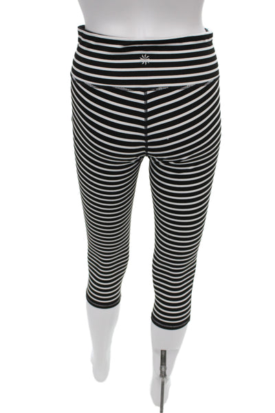 Athleta Women Black Striped Shirt Dress Cotton Spandex Short Sleeve Size S Place