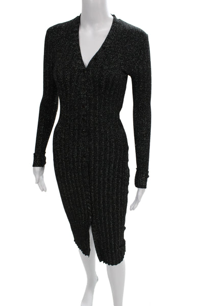 Enza Costa Womens Bodycon Black V-Neck Long Sleeve Dress Size XS