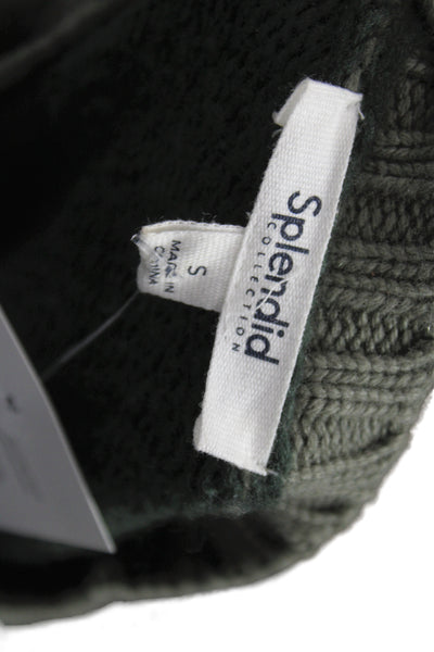 Splendid Womens Pullover Sweater Camo Green Crew Neck Button Long Sleeve Size S