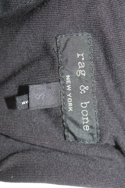 Rag & Bone Women Bodycon Dress Black 3/4 Sleeve Round Neck Midi Linen Size S