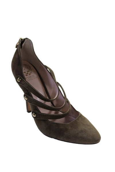 Vince Camuto Womens Suede Strappy Pointed Toe Heels Taupe Size 10M Placeholder T