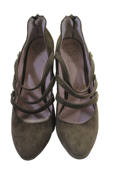 Vince Camuto Womens Suede Strappy Pointed Toe Heels Taupe Size 10M Placeholder T