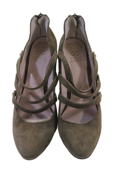 Vince Camuto Womens Suede Strappy Pointed Toe Heels Taupe Size 10M Placeholder T