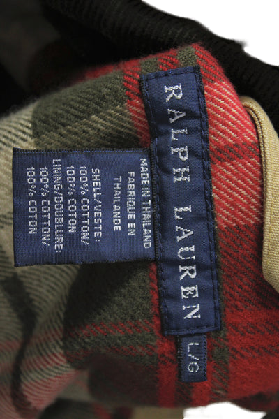Ralph Lauren Blue Label Mens Military Jacket Beige Cotton Button Size L