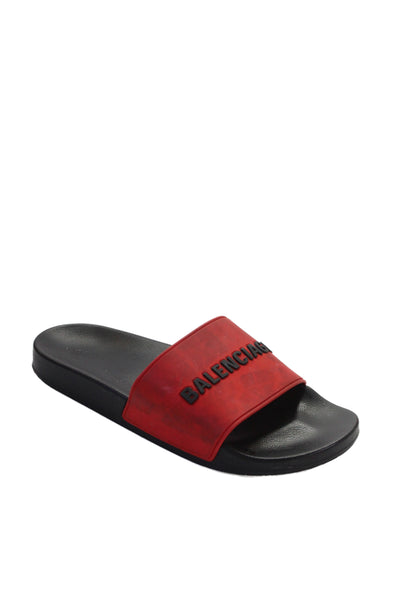 Balenciaga Mens Slide On Pool Sandals Red Black Size 11 Placeholder Title