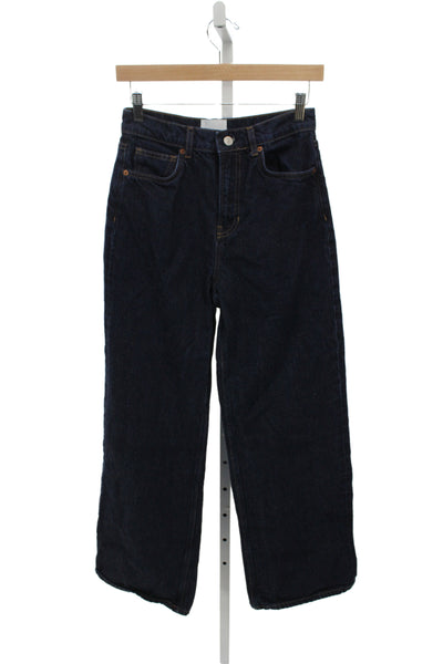 Reformation Unisex Dark Blue Straight Wide Leg Jeans High Rise Denim Size 25 Pla