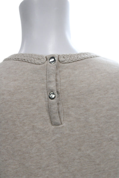 Ulla Johnson Womens Beige Organic Cotton Jersey Tee Crewneck Long Sleeve Size L