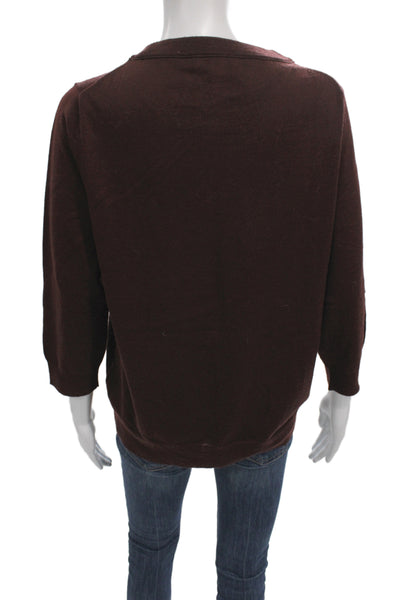 J Crew Womens Brown Cotton Polyester Pullover Sweater 3/4 Sleeve Size M