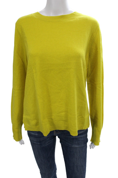 J Crew Womens Pullover Cashmere Crew Neck Long Sleeve Yellow Size XL