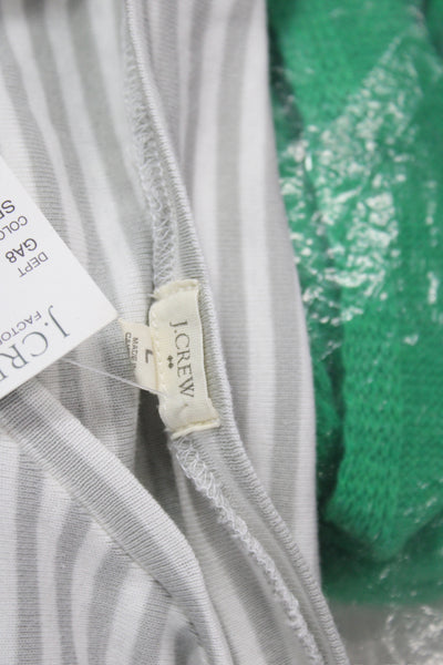 J Crew Womens Striped Gray Cotton Jersey T Shirt Round Neck Short Sleeve Size L