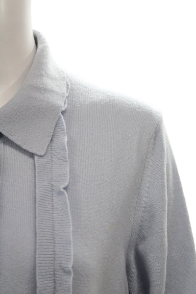 Bogner Womens Pullover Light Blue Collared Button Long Sleeve Size 44