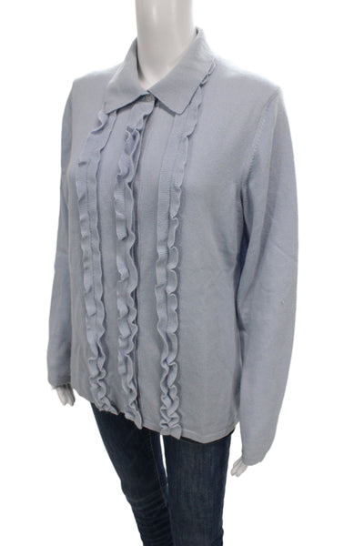Bogner Womens Pullover Light Blue Collared Button Long Sleeve Size 44