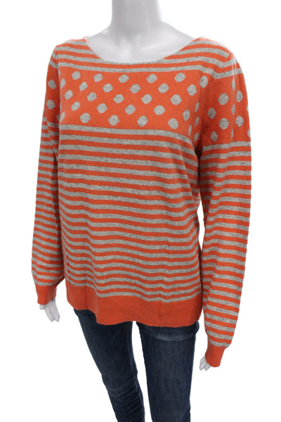 J Crew Womens Orange Polka Dot Pullover Sweater Long Sleeve Size M