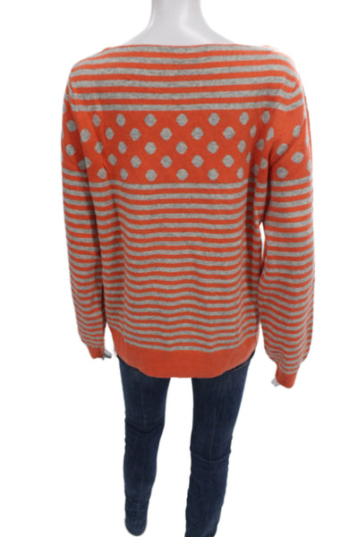 J Crew Womens Orange Polka Dot Pullover Sweater Long Sleeve Size M