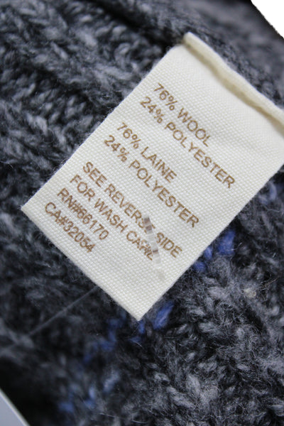 Free People Unisex Fair Isle Collared Full Zip Cardigan Dark Gray Size L