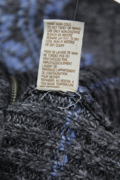 Free People Unisex Fair Isle Collared Full Zip Cardigan Dark Gray Size L