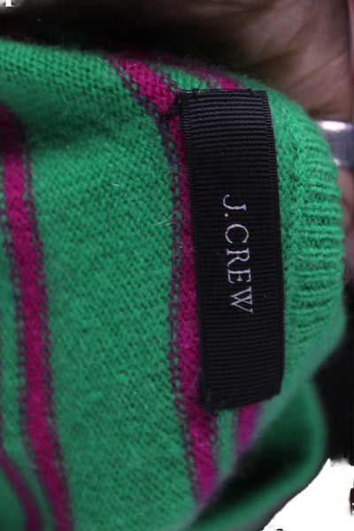 J Crew Unisex Striped Green Pullover Crewneck 3/4 Sleeve Cotton Sweater Size M