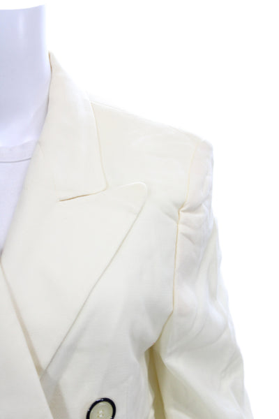 Crisca Womens Beige Wool Blazer Collared Button Solid Long Sleeve 80s Size 40