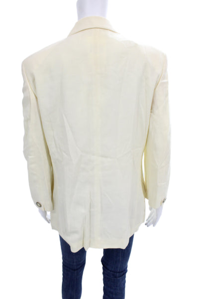 Crisca Womens Beige Wool Blazer Collared Button Solid Long Sleeve 80s Size 40