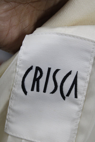 Crisca Womens Beige Wool Blazer Collared Button Solid Long Sleeve 80s Size 40